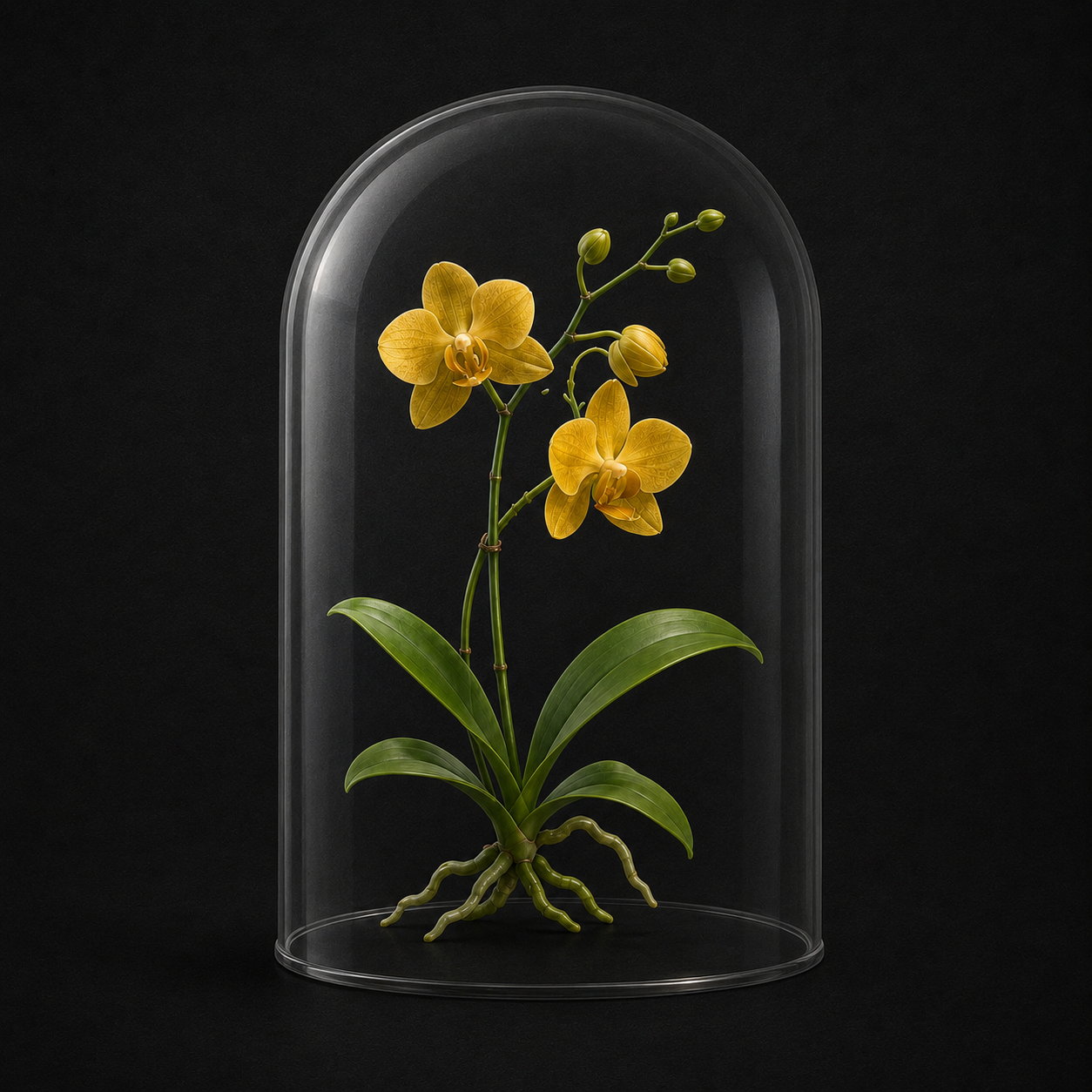 rare orchid in glass coche