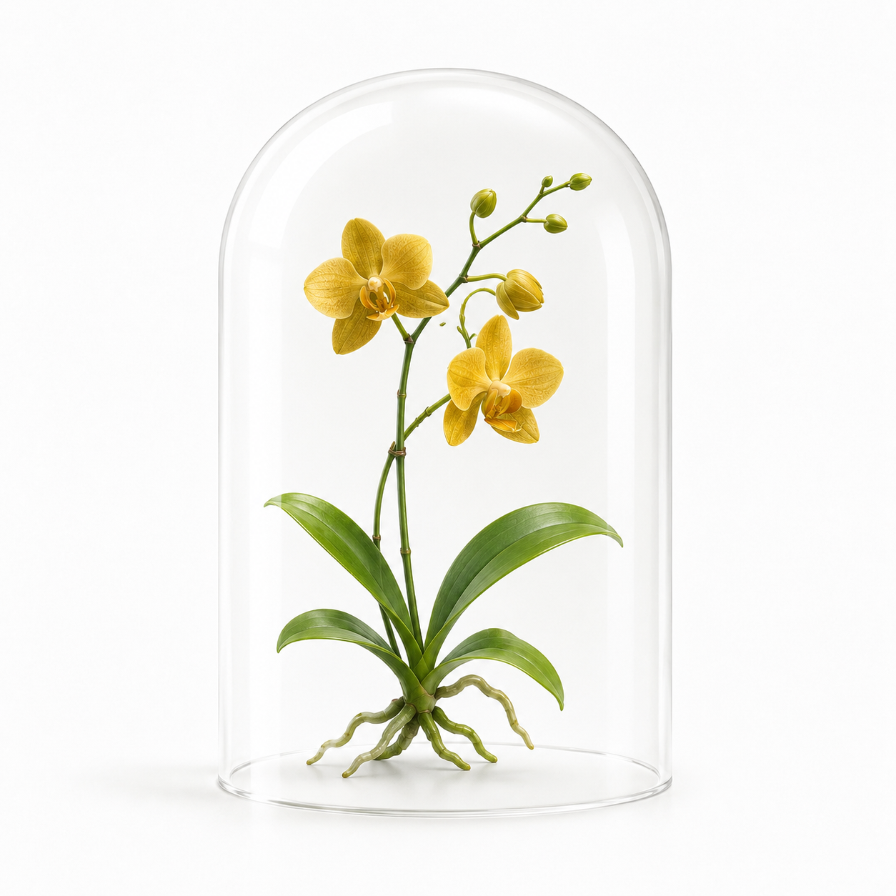 rare orchid in glass coche