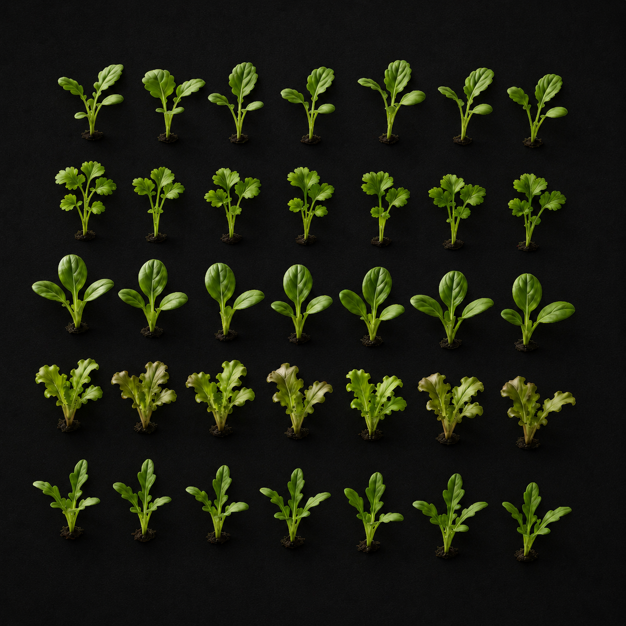 rows of seedlings