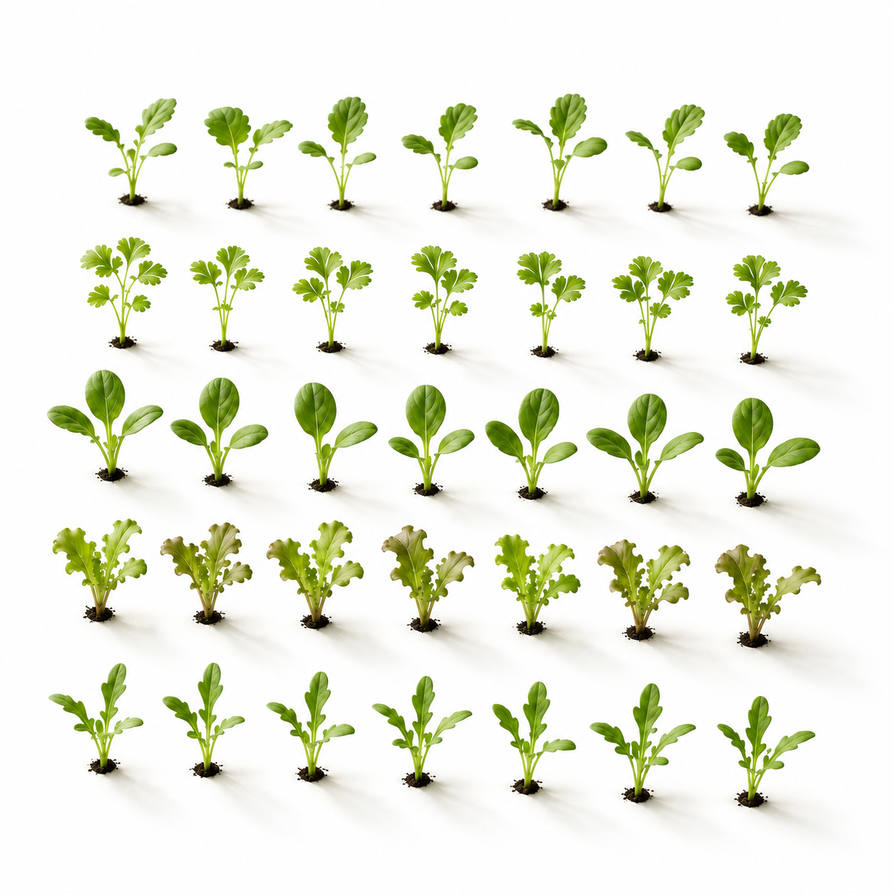 rows of seedlings